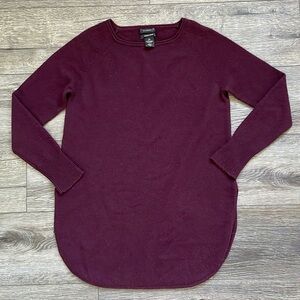 Halogen | 100% Cashmere Wine Colored Crew Neck Tunic Sweater XSP Petite XS